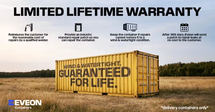 Eveon limited lifetime warranty graphic covering roof patches after 366 days
